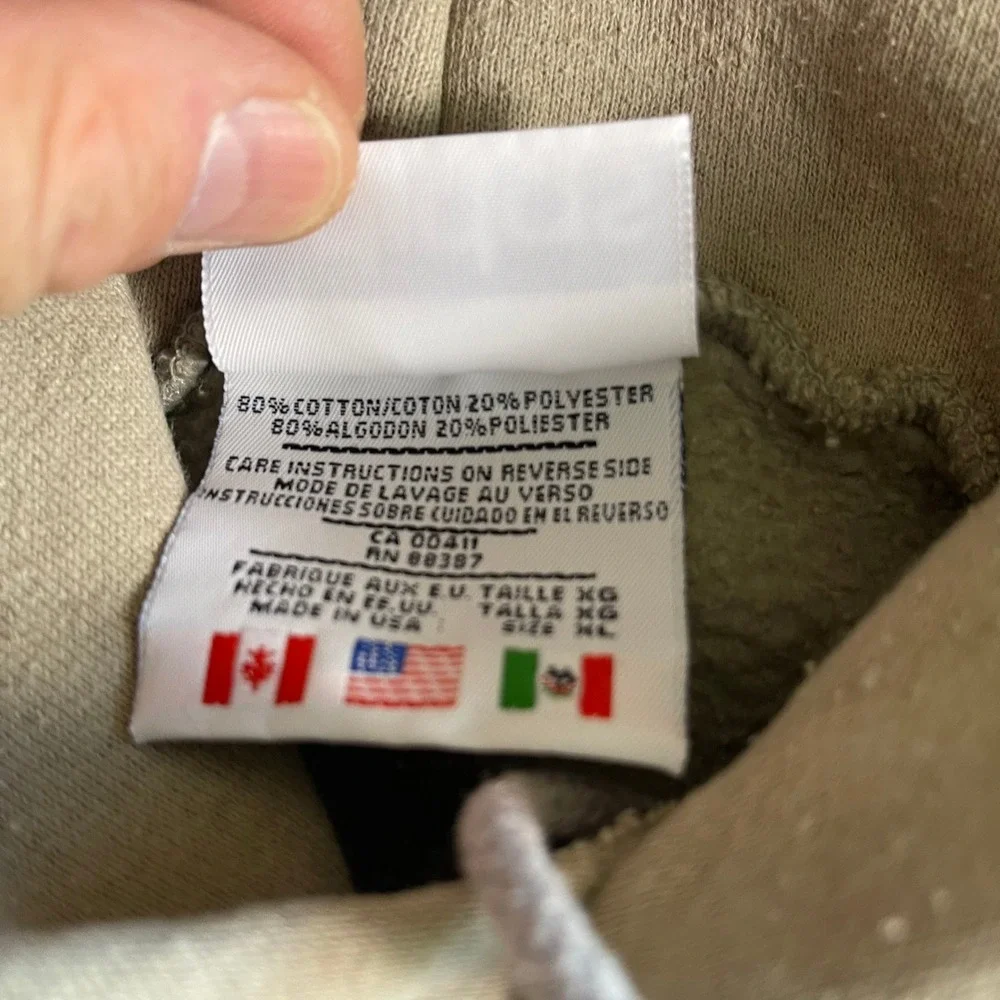 Vintage Adidas Originals Trefoil Hoodie Tan Beige Made in‎ USA Mens XL RN88387